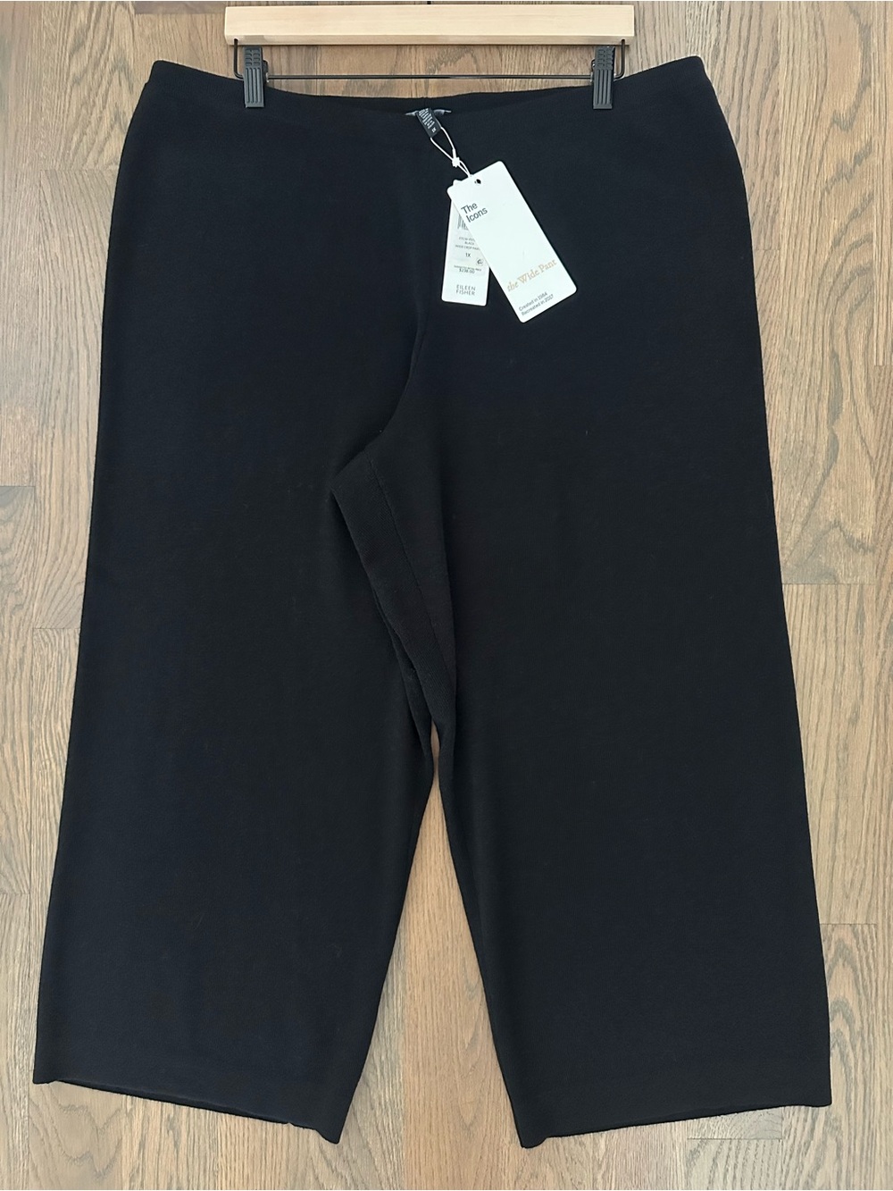 NWT Eileen Fisher Wool Knit Crepe Wide Leg Crop Pant in Black Size 1X - Picture 2 of 12